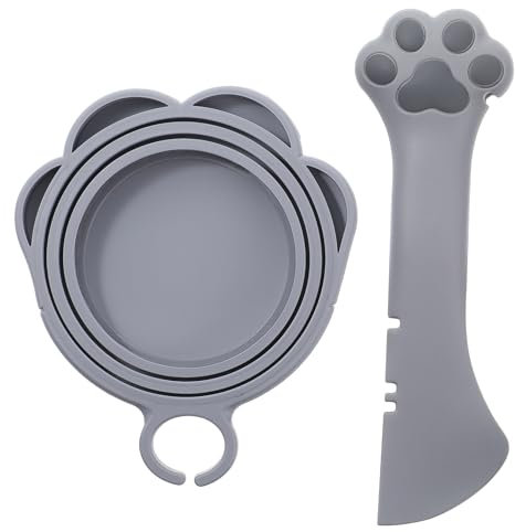 Gjinxi Cat Food Can Lid Cover 2 Pcs Pet Food Can Cover Wet Food Spoon Cute Paw Spoon Silicone Dog Storage Openers One Lid One Spoon Pack Universal Can Opener Set for Feeding Watering Supplies