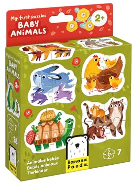 Banana Panda My First Puzzle – Baby Animals | 7 Colourful 4-Piece Puzzles for Toddlers | Educational Puzzle Toy for Age 2+ | Develop Vocabulary, Observation & Motor Skills