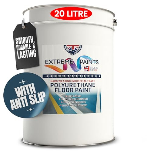 TRADE SUPPLIES UK - Extreme Polyurethane Anti-Slip Floor Paint - Non-Slip Floor Coating for Concrete & Wooden Surfaces - LIGHT GREY, 20L