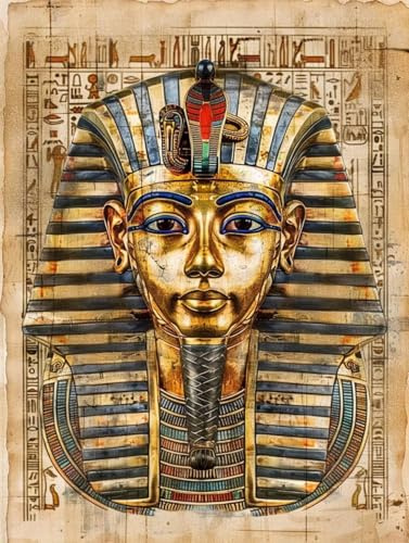 Diamond Painting Erwachsene, 5D Diamant Painting Bilder ägypten Pharao, Diamond Painting Kinder DIY Full Eckige Drill Diamant Painting ägypten mit Diamond Painting Zubehör für WandDeko 20x30 cm 8-5