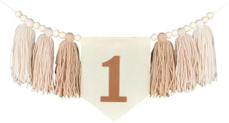 Qianly 1 Geburtstagsbanner für High Stuhl First Geburtstag Banner 1 Jahr Geburtstag Banner Hochstuhl Banner, Khaki