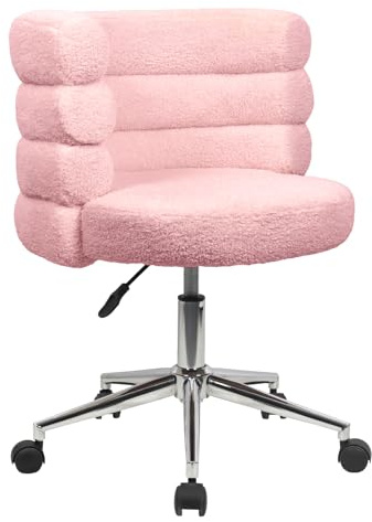 SVITA Cloud Schreibtischstuhl Bürostuhl Drehstuhl Arbeitsstuhl gepolstert höhenverstellbar mit Rollen Teddybouclé Rosa