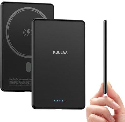 Kuulaa Ultra Fin Batterie Externe MagSafe sans Fil 5000mAh PD 20W USB C Input & Output Batterie Portable Charge Rapide Compatible avec iPhone 16/16 Plus/16 Pro/16 Pro Max, iPhone 16/15/14/13/12
