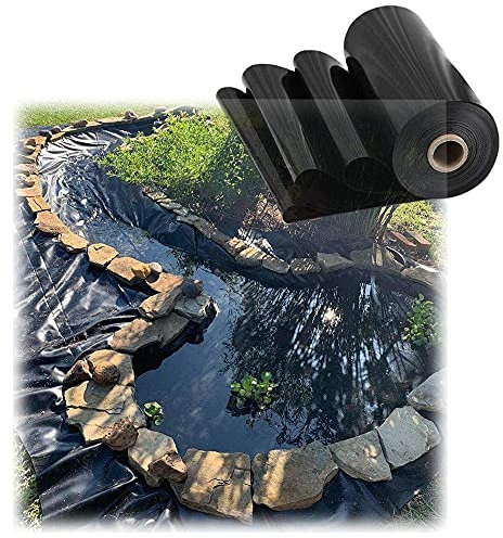 Foglio di gomma per laghetto da 8 mils, per fontana da giardino, 5 x 5 m, colore: nero