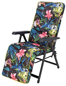 Bjird Liegenauflage 160x50x8 cm - Auflage für Gartenstuhl mit Fußstütze, Gartenliege und Liegestuhl – Wasserabweisend, UV-beständig, mit Bindebändern und Gummibefestigung - 160 x 50 cm, Bunte Blätter