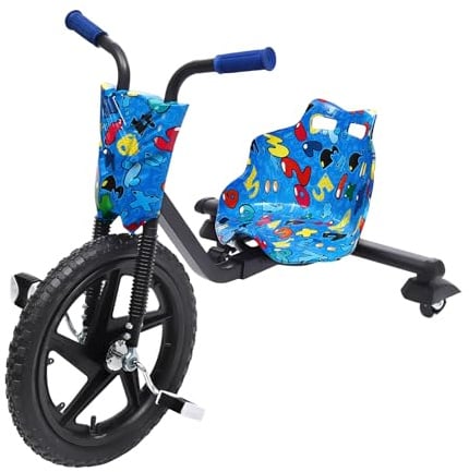 Drift 360° Kinderscooter Kinderroller 4 einstellbare Längen Crazy Cart Großer Radstand 40cm Vorderrad bis 80kg Tragkraft für Kinder ab 6 Jahren