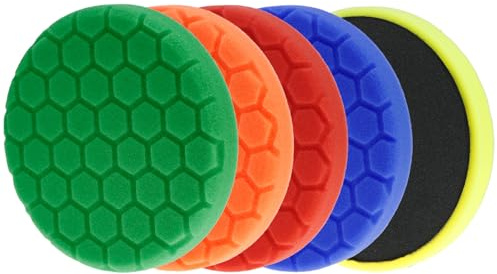QWORK® Set di 5 Tamponi Lucidatura 150mm - Kit Professionale per Lucidatura, Ceratura, Sigillatura e Smalto - Utilizzare con Macchine Eccentriche