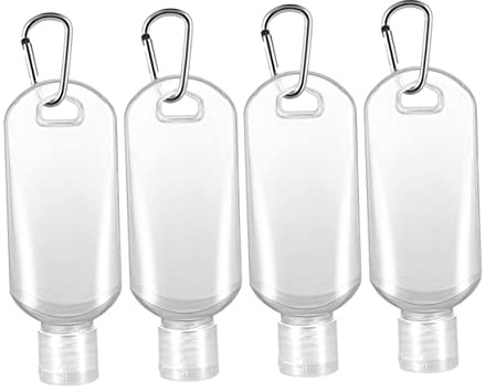 Healvian Refillable Travel Bottles with Hook Set 8 Pack 50Ml Plastic Press Lotion Containers Leak-Resistant Toiletry Bottles for Shampoo Body Wash Outdoor Travel