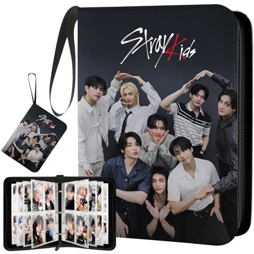Stray Schwarz Photocard Binder, SKZ Photocards Holder, Stray Sammelkarten Album 400 Taschen, Kpop Merch Geschenke für STAY
