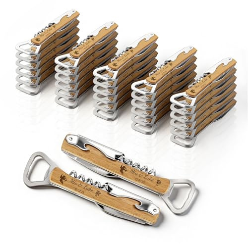 30 Pezzi Cavatappi Personalizzato - Apribottiglie Personalizzato Bomboniere Matrimonio Originali | Cavatappi Vino Regali con Nome