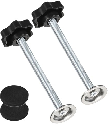 M METERXITY 2-Pack Star Handle Hand Screws, M8x90mm Carbon Steel Thread Star Clamping Knobs with Screws, Pressure Plate and Rubber Pad for Woodworking/Mechanical Equipment [Black]
