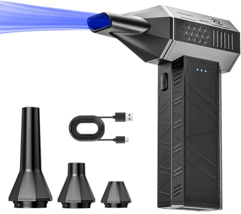 Mini Compressed Cordless Electric Air Duster for PC & Electronics Cleaning | 110000 RPM Super Power,3-Gear Adjustable Blower for Computers, Console, Electronics, House, Car, Outdoor Cleaning