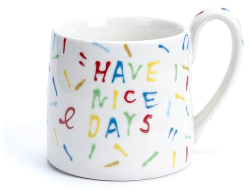 Have Nice Days Tasse 400ml, handbemalte Keramik Kaffeetasse, Alltag Geschenk für Freunde, Kollegen, Familie & Partner,spülmaschinen- und mikrowellenfest