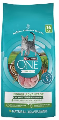 Purina ONE Natural, Low Fat, Weight Control, Indoor Dry Cat Food, +Plus Indoor Advantage - 16 lb. Bag