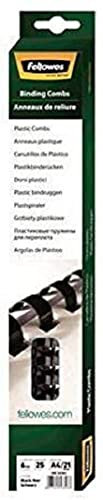 Fellowes 5330003 Dorsi Plastici per Rilegatura, 21 Anelli, Passo 9/16, Diametro 6 mm, Confezione da 25 Pezzi, Bianco
