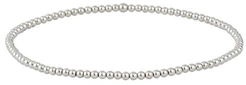 Silverly Frauen 925 Sterling Silber poliert Tiny 2 mm Korn Kugel Elastic Stretch Armband