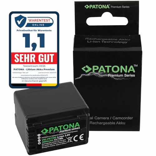 PATONA Premium Akku Ersatz für Panasonic VW-VBT380 VBT190 VBK180 VBK360 | Ersatzakku für HC V110 V120 V250 V380 V550 V750EB V770EB VX870 VXF999 WX979 HDC HS60 SD80 TM60 SDR H85 T50 VBT380