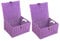2 x Arpan Resin Woven Storage Hamper Basket Box With Lid & Lock (Purple - Large)