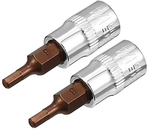 Sourcingmap 2pcs 1/4 Drive x H3 (3mm) Hex Bit Socket, S2 Steel Bits CR-V Sockets 1.5 Length Use with Ratchet Wrench, Slide Bar, Extension Rod