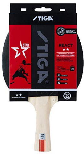 Stiga React 2-Star Palas de Ping Pong, Negro/Rojo