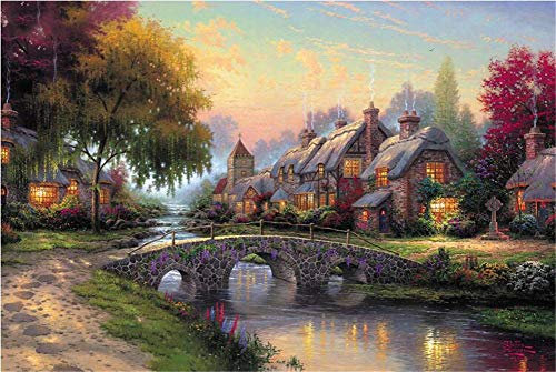 SUPERPOWER® Wooden 1000 Piece Spring by Thomas Kinkade Jigsaw Puzzles Colorful Oil Painting Landscape Puzzles Family Wall Decoration Birthday Gifts