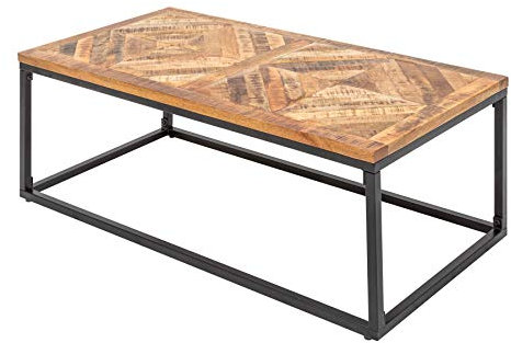 invicta INTERIOR Eleganter Couchtisch Infinity Home 100cm Natural Mangoholz Fischgrätmuster Wohnzimmertisch Tisch Holztisch