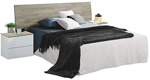 Habitdesign Dreams Tête de lit et 2 tables de chevet Blanc « Artik » et chêne Alaska 276 x 96 x 34 cm