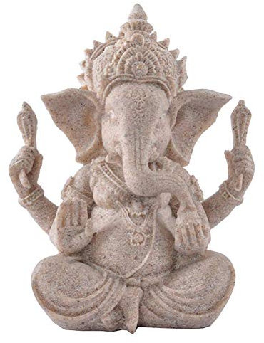 Uziqueif Ganesha Figur,Elefanten Figuren,Buddha Statue Sandstein Skulptur Elefant Statue Buddha Figur,Sandstein Ganesha Buddha Elefant Statue Skulptur Handgefertigte Figur