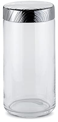 Alessi Veneer PU05 / 150 - Pot de Cuisine de Design Hermétique, en Verre avec Couvercle en Acier Inoxydable 18/10 avec Décoration en Relief