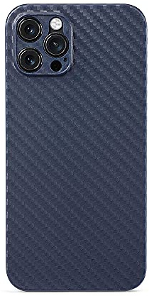 aiino Skin Case für iPhone 12 Pro Max, Cover Blu 12 Pro Max mit Kohlefaser-Effekt, stoßfest und kratzfest, ultradünn leicht und flexibel, kompatibel mit MagSafe, Italienische Qualität - Blau