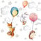 Little Deco Wandtattoo Tiere Ballon Wandsticker Kinderzimmer Wanddeko DL656-1