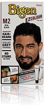 Bigen EZ Colour for Men | Grauabdeckung für Haare & Bart in 10 min | Ohne Ammoniak und mit wenig Peroxid | Mit Olivenöl und Aloe-Extrakt - M2 Echtes Schwarz