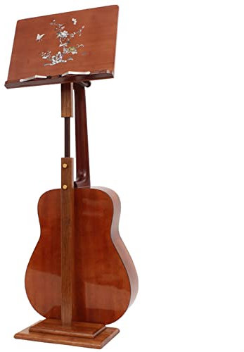 Notenständer LIU Gitarrenständer 2 In 1, Bambus Verstellbarer, Gitarre, Ukulele, Laute Und Banjo, Braun
