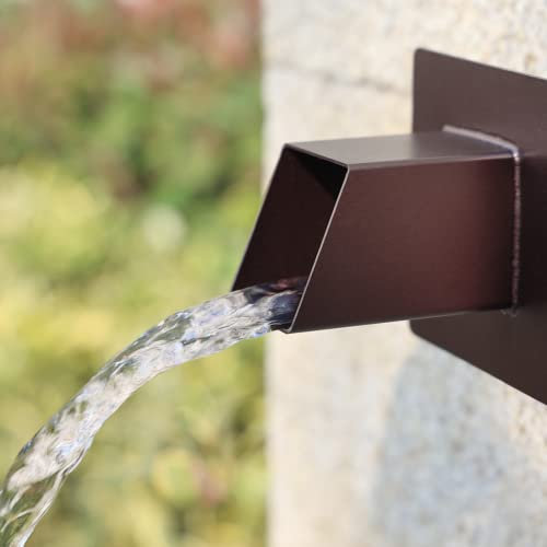 PONDO Scupper per fontana d'acqua quadrata, 5,1 cm, in acciaio inossidabile 316, deflettore spray per piscine, stagni, pareti d'acqua, fontane (marrone)