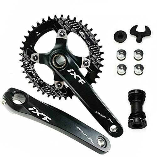 Ykpoo IXF Aluminium MTB Rennrad Kurbelset Tretlager BB 170 mm BCD 104 mm 32T/34T/36T/38T Kettenblatt + Kurbel + BB (32T, schwarz)