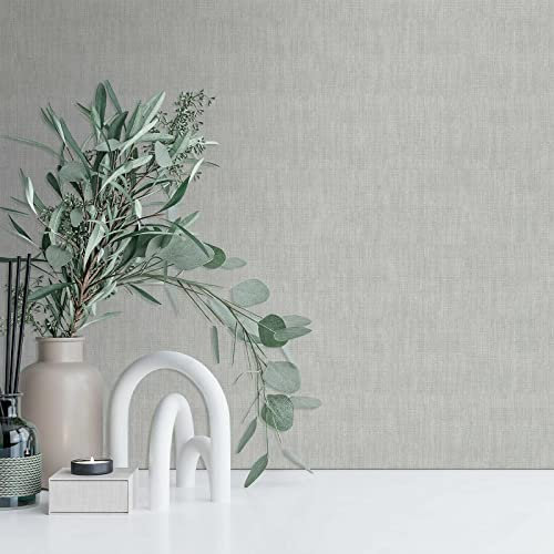 SOPHIE LAURENCE Plain Linen Effect Matte Finish Textured Wallpaper Free Match (Linen Grey)