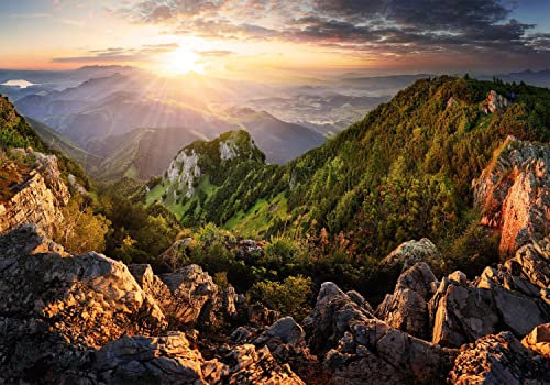 decomonkey Fototapete Landschaft 200x140 cm Tapete Fototapeten Vlies Tapeten Vliestapete Wandtapete moderne Wand Wandbild Schlafzimmer Wohnzimmer Natur Berge Gebirge