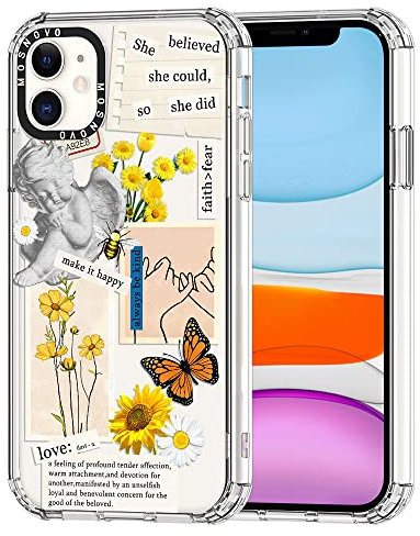 MOSNOVO für iPhone 11 Hülle – Durchsichtige, schlanke, stoßfeste TPU+PC-Handyhülle, [6,6 Fuß Fallschutz/Anti-Abziehen] - Vintage-Collage-Kunst