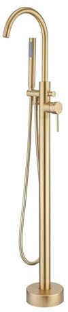 TapLong Oro spazzolato A Pavimento Vasca Riempitrice Rubinetto Doccia Freestanding Vasca Da Bagno Rubinetto con Doccia A Mano Alta Portata Max 6 GPM-51015BG