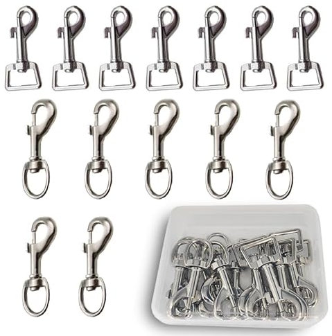ZDYFC Karabinerhaken mit Drehgelenk 14 Stück Wirbelkarabiner Zinklegierung 360° Gedreht Bolzenkarabiner für Hundeleine Bergsteigen Schlüsselbund 65mm(Runde und Quadratische)