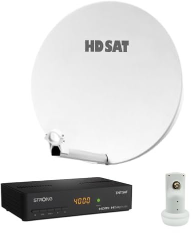 Pack HDSAT Parabole Satellite Fibre Composite Blanche 60cm + LNB Single + Décodeur Satellite Astra HD + Carte