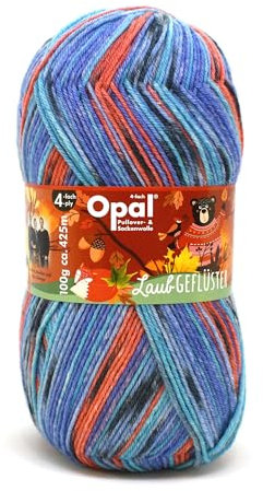 Opal Laubgeflüster (425m) 4-Ply Yarn - Wool-Blend, for Knitting Warm Socks with a Unique Colour Patterns, 11256, 1 x 100g