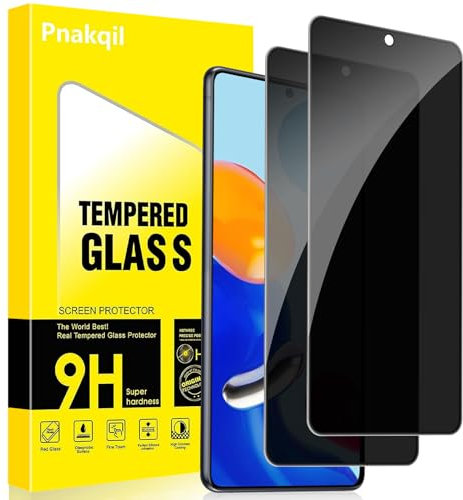 Pnakqil Protector Pantalla de Privacidad para Xiaomi Redmi Note 11/Note 11S Cristal Templado,Vidrio Película Antiespia Anti-Spy,Dureza 9H Antiarañazos Sin Burbujas Privacy Screen Protector,2 Unidades