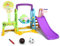 HOMASIS Parque Intantil con Tobogán, Juego de toboganes con Columpio y Canasta Baloncesto, Centro de Juegos para Interior y Exterior, Tobogán Infantil para niños de 3+ años, 209x174x115cm, Multicolor
