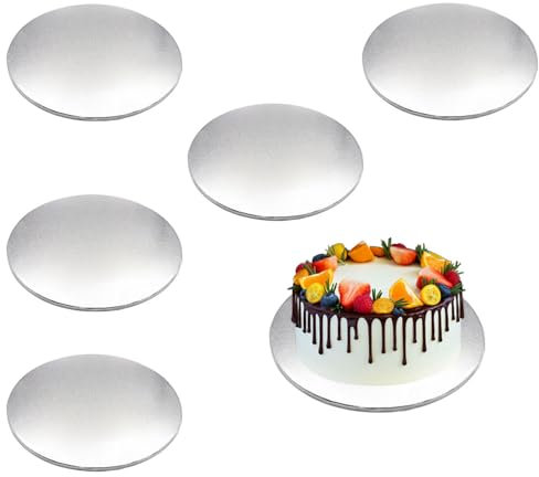 Niaciswe Cake Board 6 Stück Tortenunterlage Unterplatten Cake Drum Tortenplatten Beschichtete Cake Boards Cakeboard Rund Torten Unterplatten Unterlagen für Transport Kuchen und Torten (Silber)