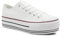 IMTY Womens Platform Canvas Trainers Lace Up Chunky Sole Baseball Sneakers Ladies Flat Low Top Fashion Trainer Pumps (White, UK Footwear Size System, Adult, Women, Numeric, Medium, 5)