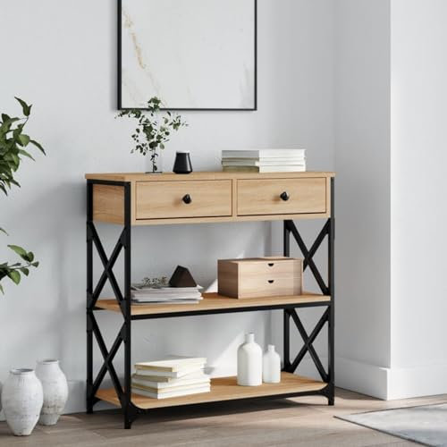 Juroupi Table Console chêne Sonoma 75x28x75 cm Bois d'ingénierie,Table Console,Table Console Entree,Table D’Appoint