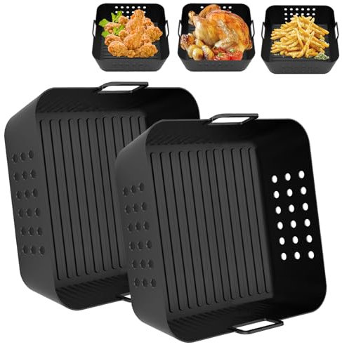 Rigidstone Silikonform für Heißluftfritteuse, 2PCS Airfryer Zubehör XL Silikon Backform, Wiederverwendbar Air Fryer Accessories für Philip XL 6,2L COSORI 5,5L/6L, Heißluftfritteuse Zubehör