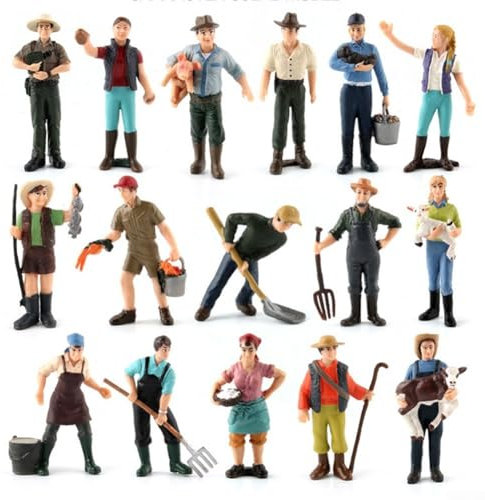 ZAMETTER HO Maßstab bemalte Figuren Bauern und Schäfer PVC Modellfiguren realistische Farben für Modelleisenbahn Landschaften Bauernhof Szene stehende Menschen Zubehör Diorama (ZQ375)