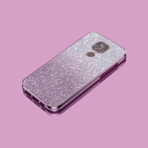 PAIXIKYZ Kompatibel mit Motorola Moto E7 Plus Elektroplattierte Transparente TPU + Glitzerpapier Weiche Handyhülle